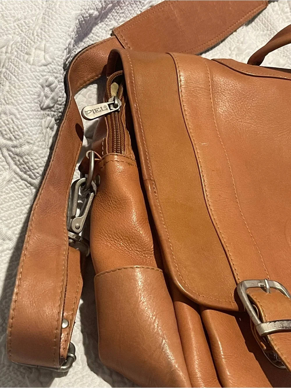Leather Messenger/Satchel/Briefcase Bag - Tan Piel Brand Northern Tier Scouts